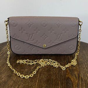 Félicie Pochette Envelope Shoulder Bag Monogram Empreinte Tourtelle Dove Grey